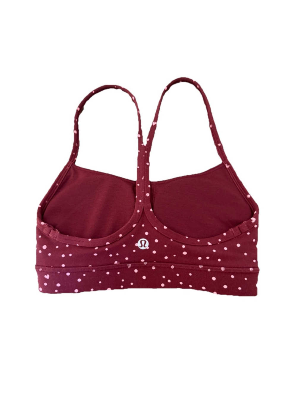 LULULEMON FLOW Y NULU HEART SCATTER DOT BURGUNDY COLOR SZ 8